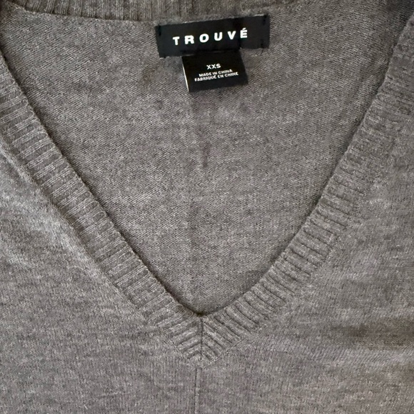 Trouvé Gray V-Neck Sweater Cashmere Blend XXS - Picture 2 of 4